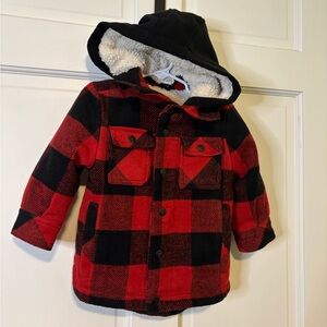 Urban Republic Kids Red and Black Plaid Jacket with hood